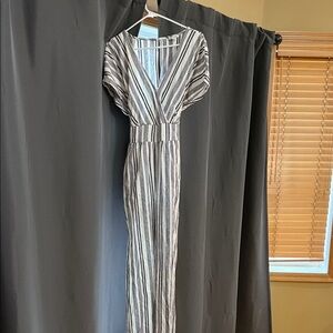 Striped V-Neck Maxi Jumpsuit